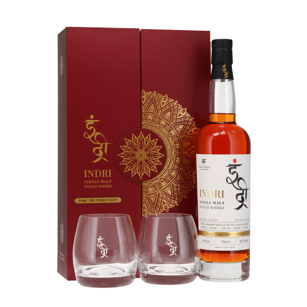 Indri Trini Three Wood Indian Single Malt Diwali Festive Gift Set [Limited Edition]