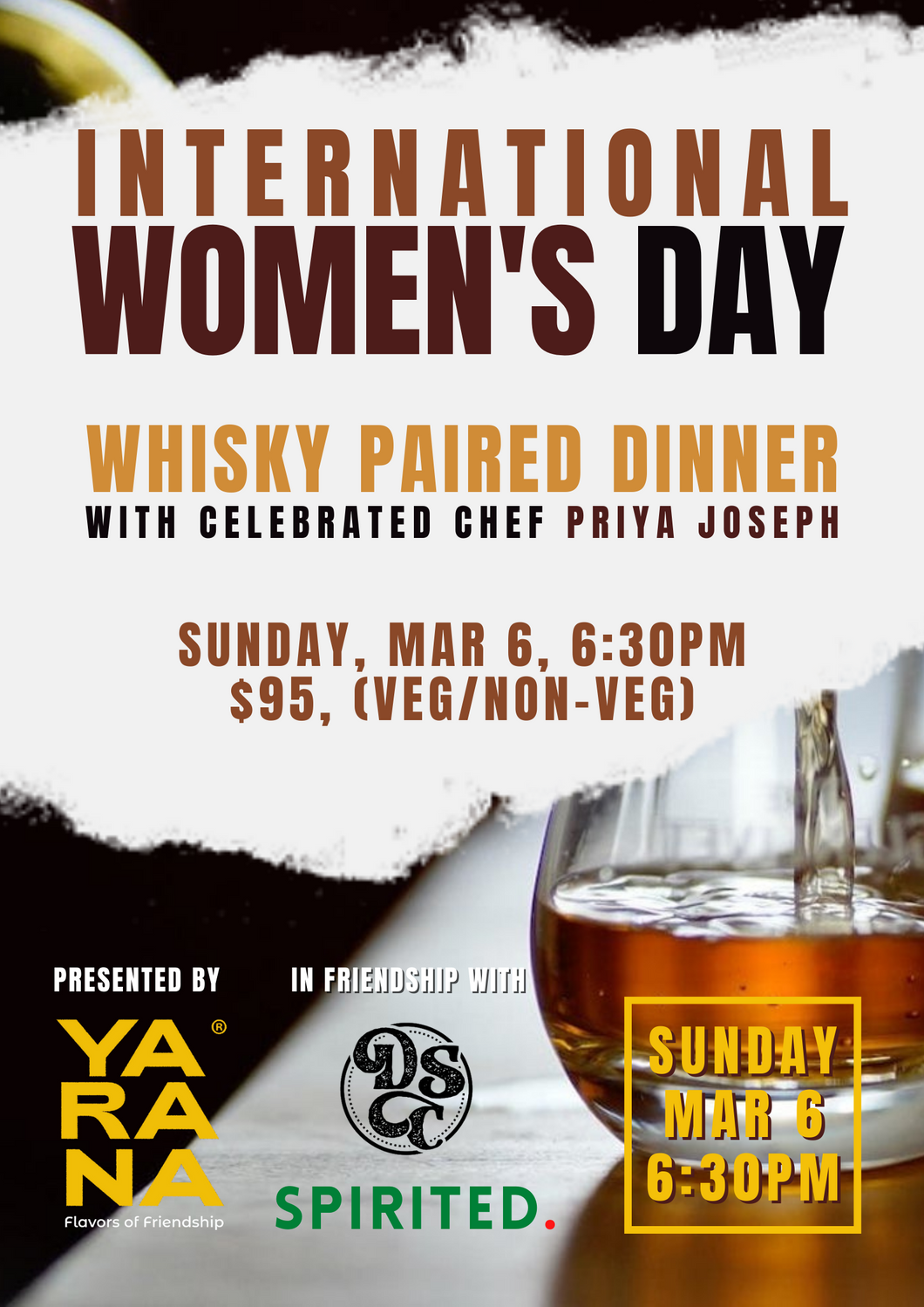 International Women's Day - Whisky Paired Dinner @YARANA